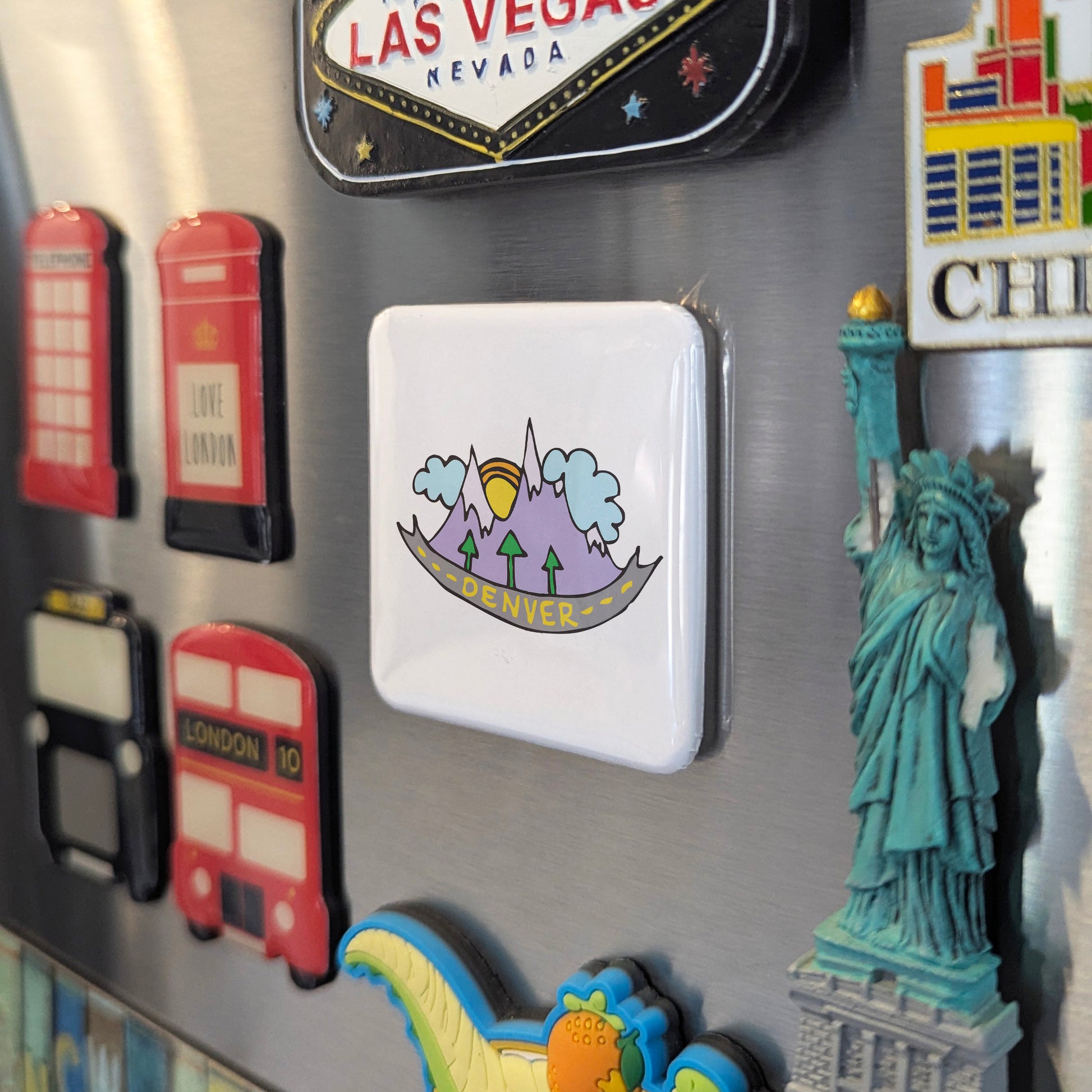 Denver Colorado Magnet | Mountain Road | 2×2 | Made in Canada - PhiloPerse