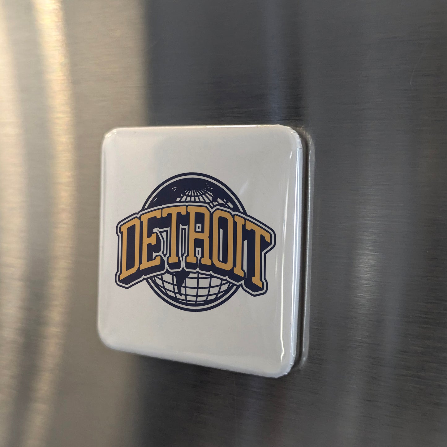 Detroit Michigan Magnet | Motor City Globe | 2×2 | Made in Canada - PhiloPerse