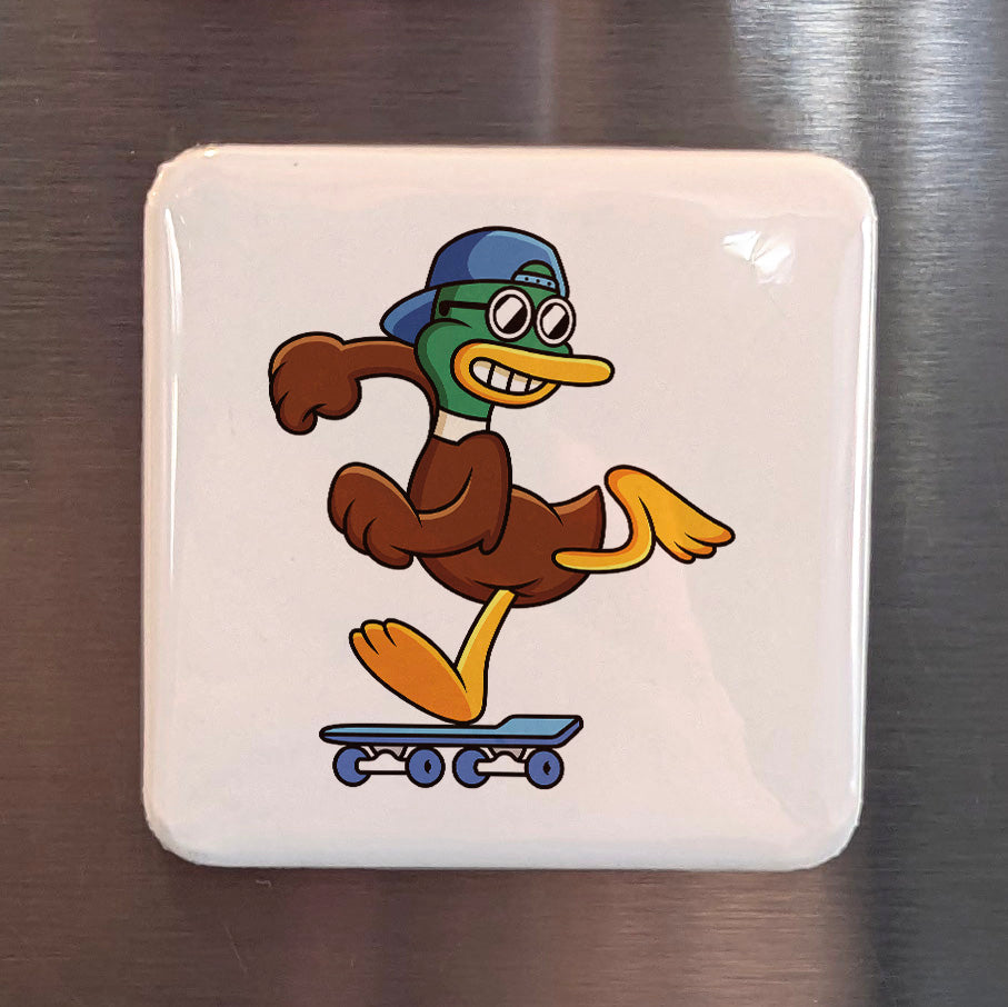 Duck Skateboarding Magnet | Waddle & Roll | 2×2 | Made in Canada - PhiloPerse