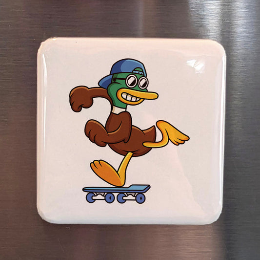 Duck Skateboarding Magnet | Waddle & Roll | 2×2 | Made in Canada - PhiloPerse