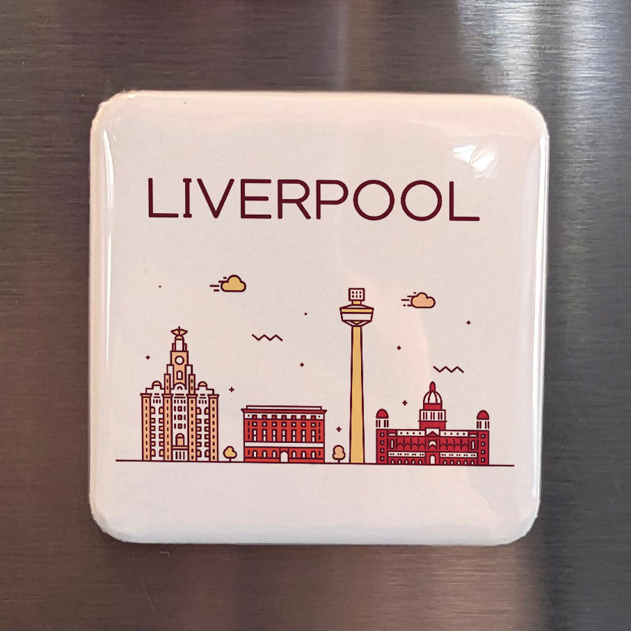 Liverpool England Magnet | Mersey Waterfront City of the Beatles and the Liver Bird | 2x2 | Made in Canada