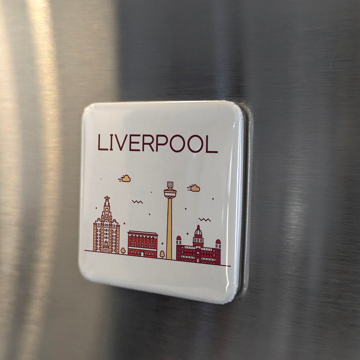 Liverpool England Magnet | Mersey Waterfront City of the Beatles and the Liver Bird | 2x2 | Made in Canada