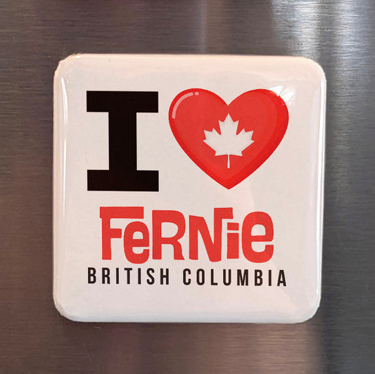 Fernie British Columbia Magnet | Powder Highway Town | 2x2 | Made in Canada - PhiloPerse