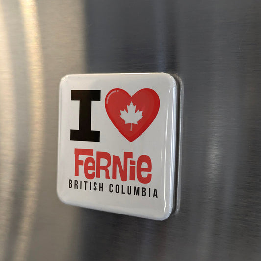 Fernie British Columbia Magnet | Powder Highway Town | 2x2 | Made in Canada - PhiloPerse