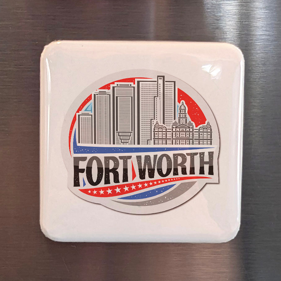 Fort Worth Texas Magnet | Cowtown Skyline | 2×2 | Made in Canada - PhiloPerse