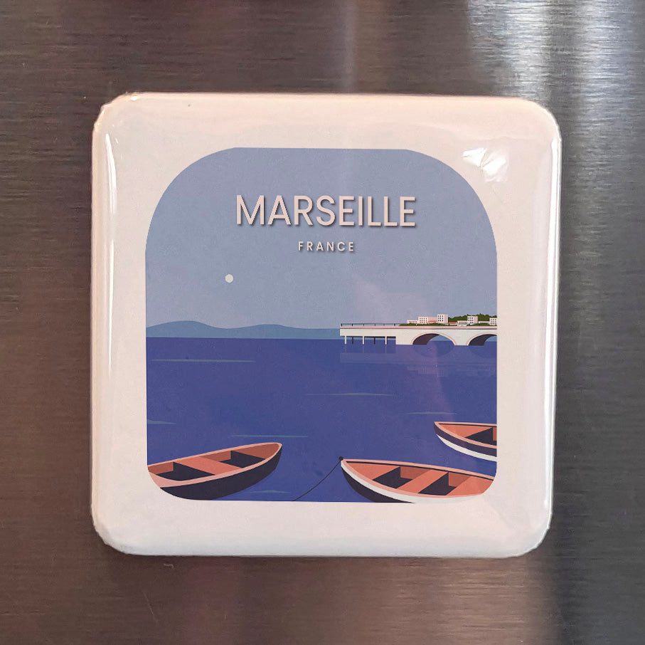 Marseille France Magnet | Ancient Phocaean Port on the Mediterranean Shore | 2x2 | Made in Canada