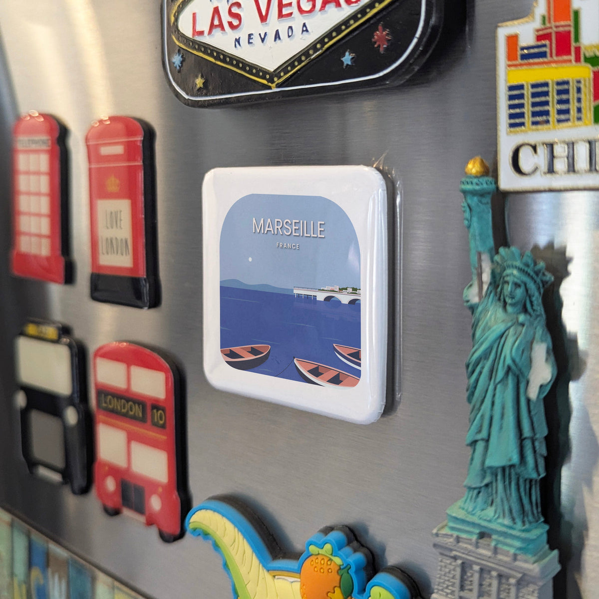 Marseille France Magnet | Ancient Phocaean Port on the Mediterranean Shore | 2x2 | Made in Canada