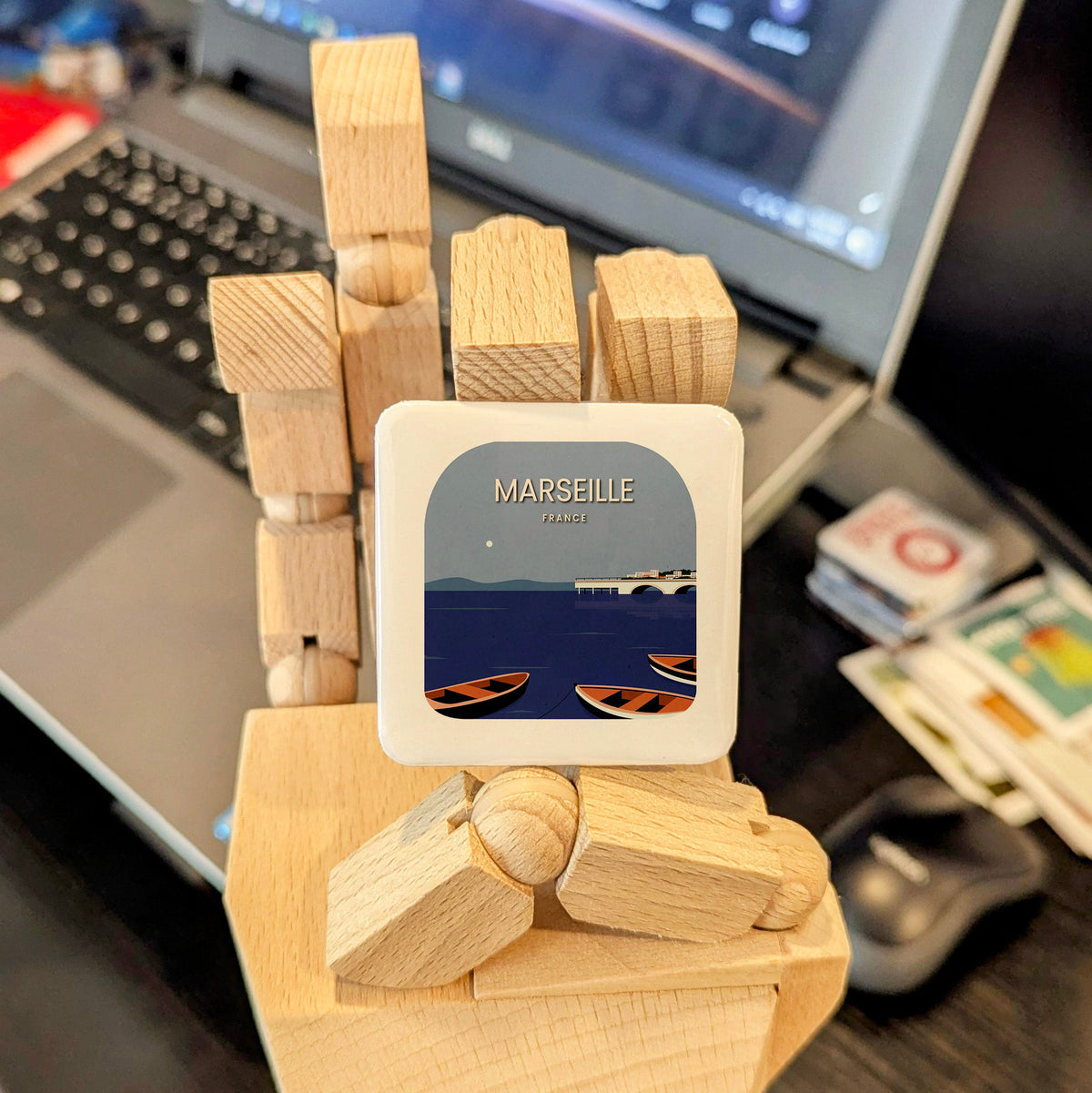 Marseille France Magnet | Ancient Phocaean Port on the Mediterranean Shore | 2x2 | Made in Canada