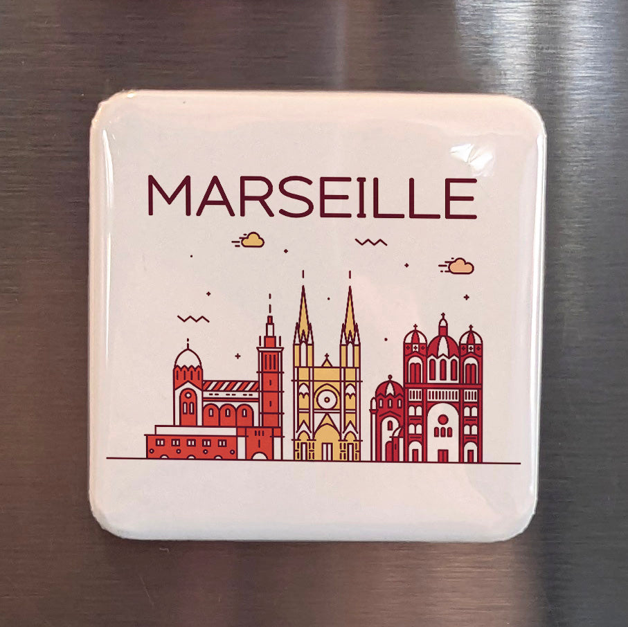 Marseille France Magnet | Gateway of the Midi on the Cote d'Azur Skyline | 2x2 | Made in Canada