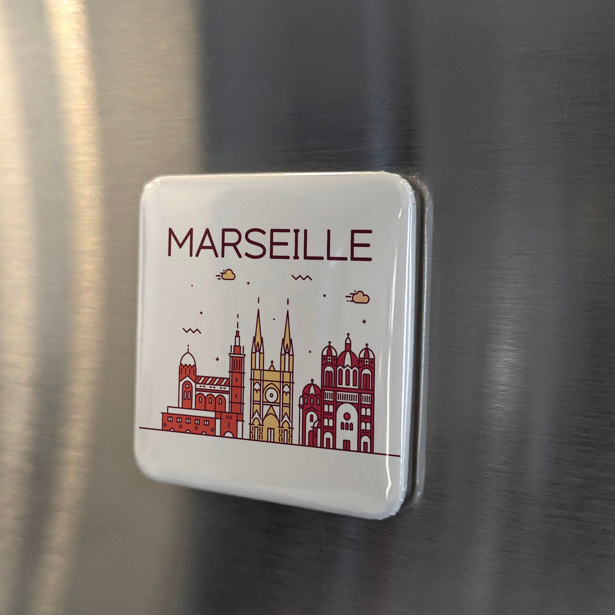 Marseille France Magnet | Gateway of the Midi on the Cote d'Azur Skyline | 2x2 | Made in Canada