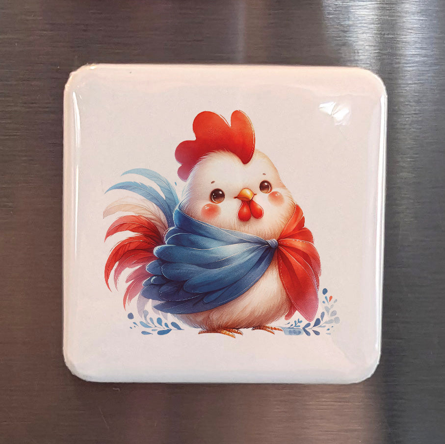 France Magnet | Gallic Rooster of the French Republic and National Spirit | 2x2 | Made in Canada