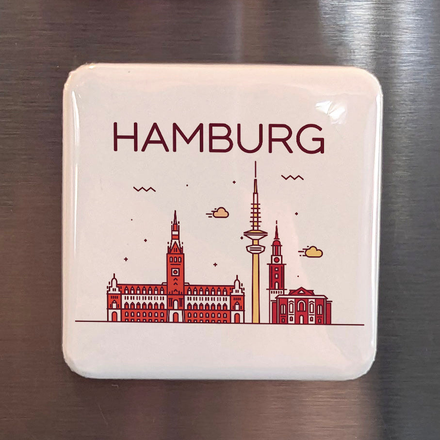 Hamburg Germany Magnet | Free Hanseatic Port City on the Elbe and Gateway to the World | 2x2 | Made in Canada
