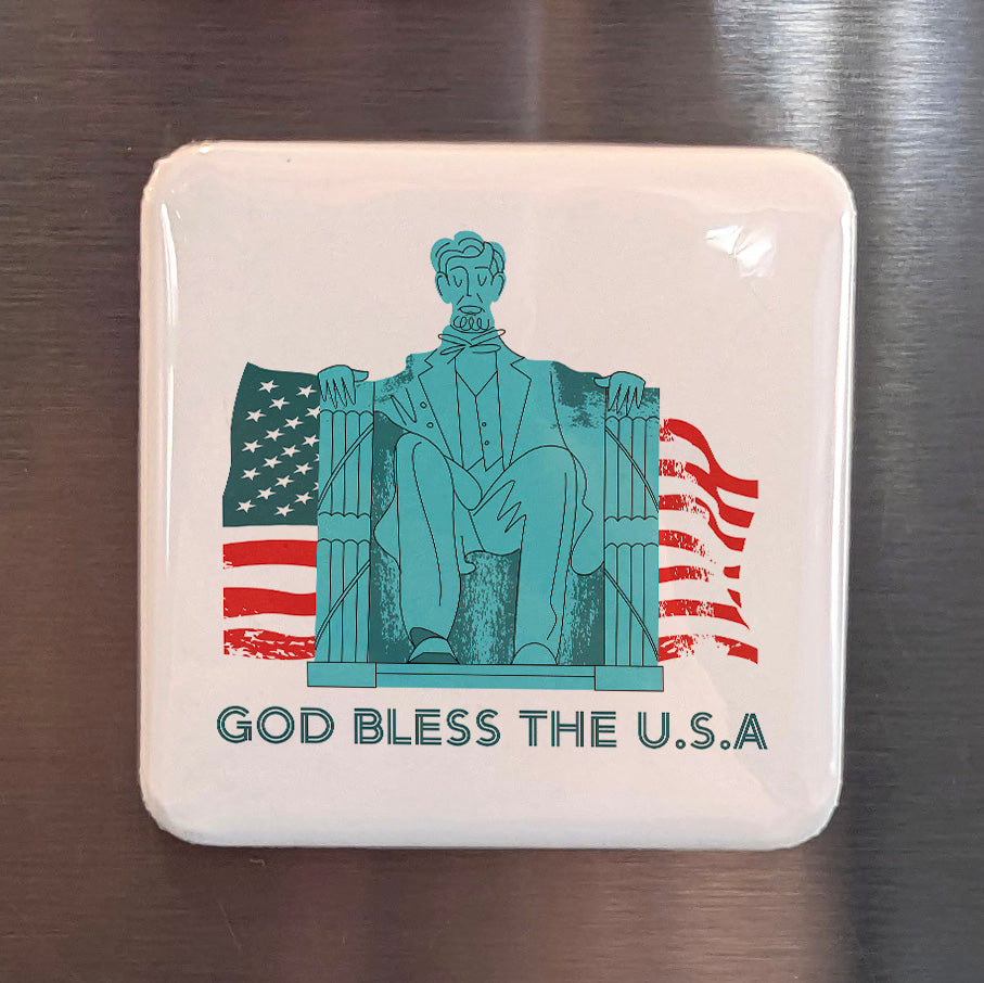 USA Magnet | God Bless the U.S.A | 2×2 | Made in Canada - PhiloPerse