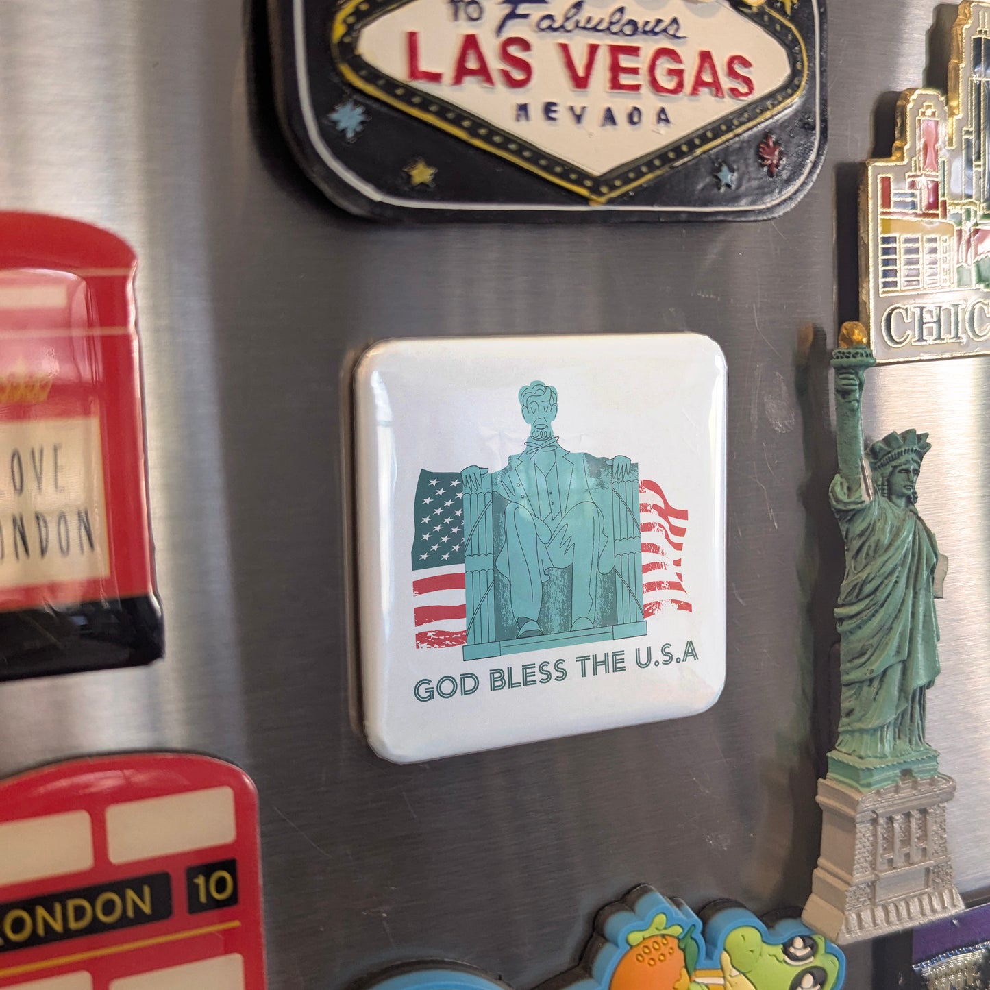 USA Magnet | God Bless the U.S.A | 2×2 | Made in Canada - PhiloPerse