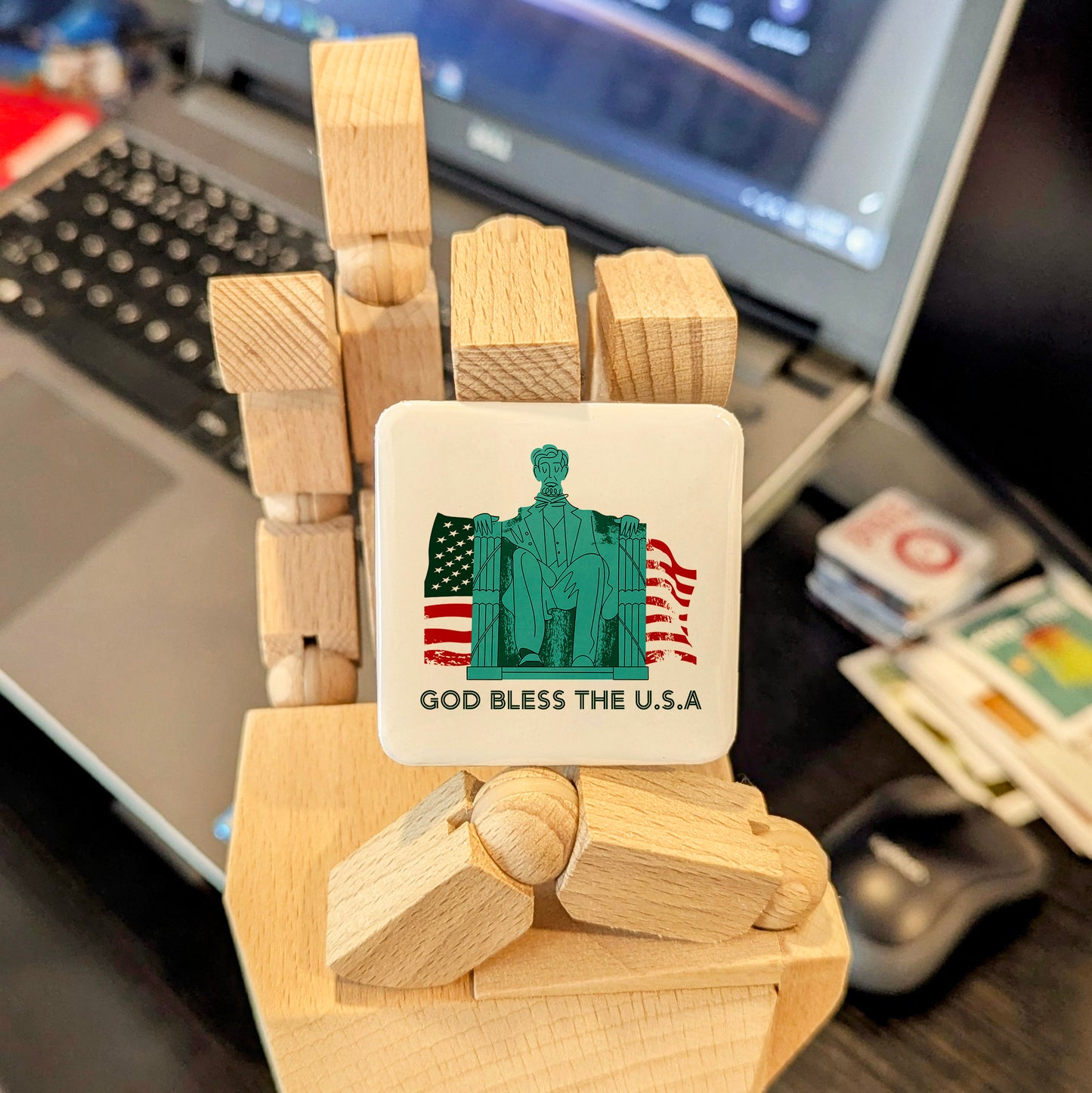 USA Magnet | God Bless the U.S.A | 2×2 | Made in Canada - PhiloPerse