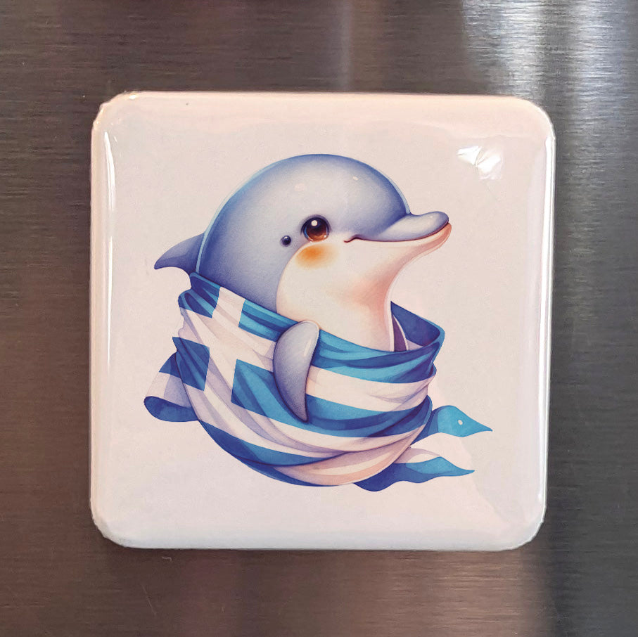 Greece Magnet | Sacred Dolphin of the Aegean and Ancient Greek Maritime Spirit | 2x2 | Made in Canada