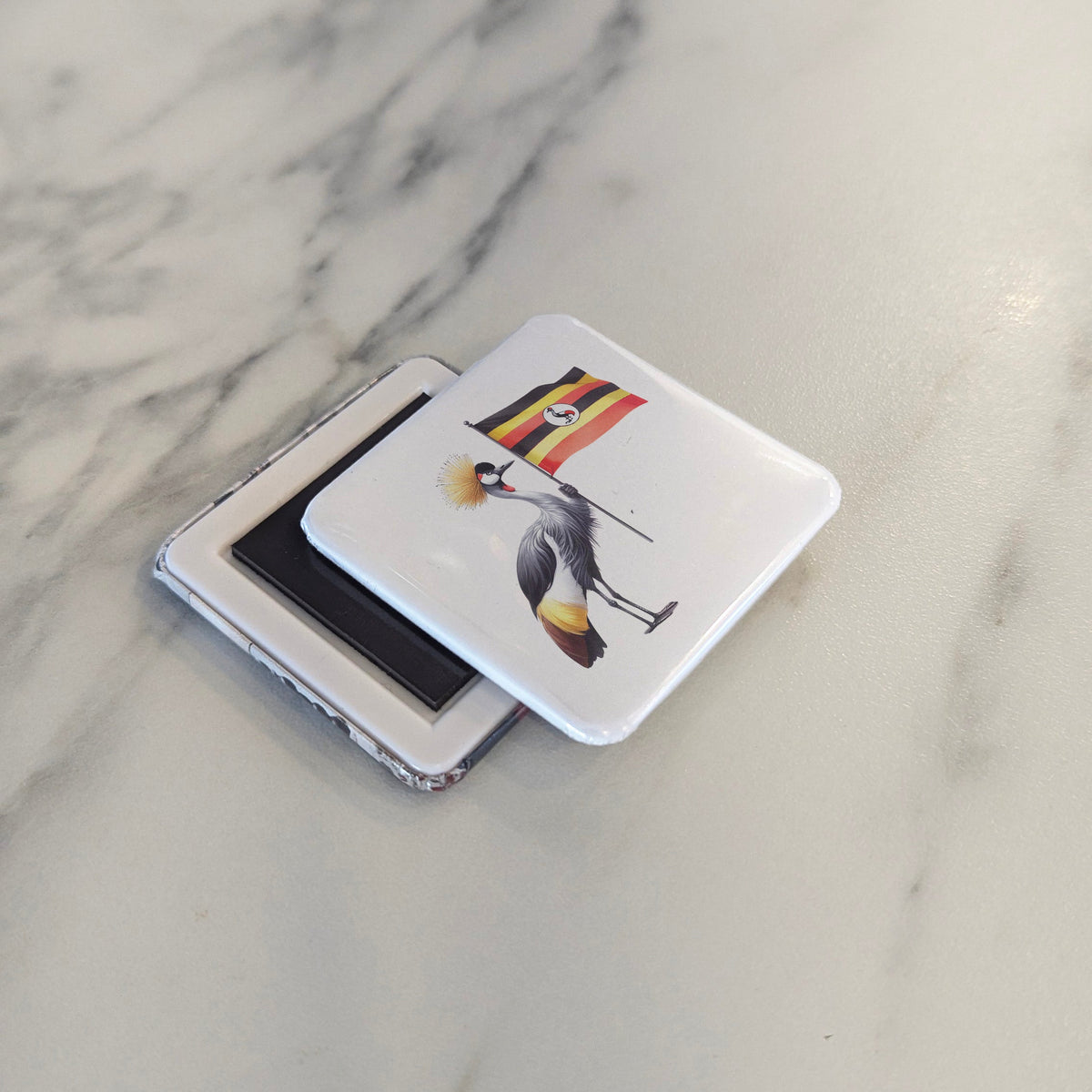 Uganda Africa Magnet | Grey Crowned Crane of the Pearl of Africa | 2x2 | Made in Canada