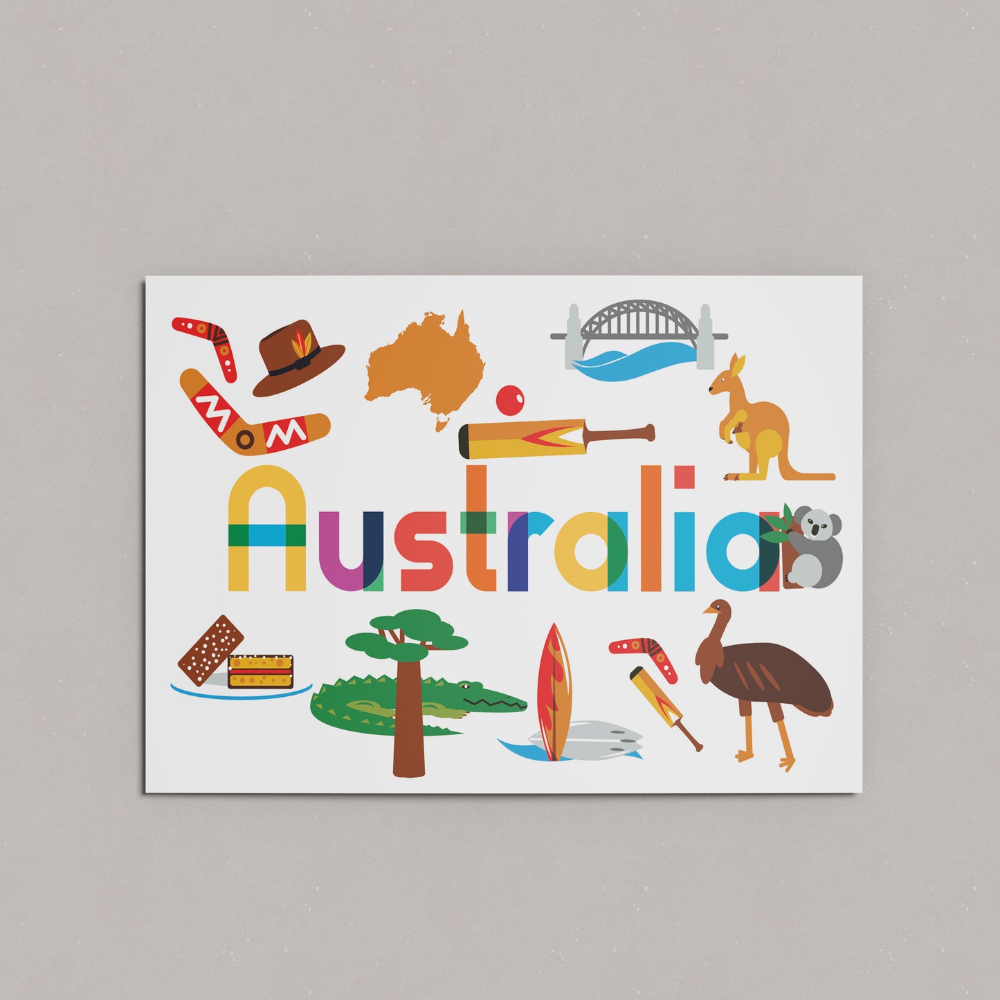 Australia Illustrated Postcard - PhiloPerse