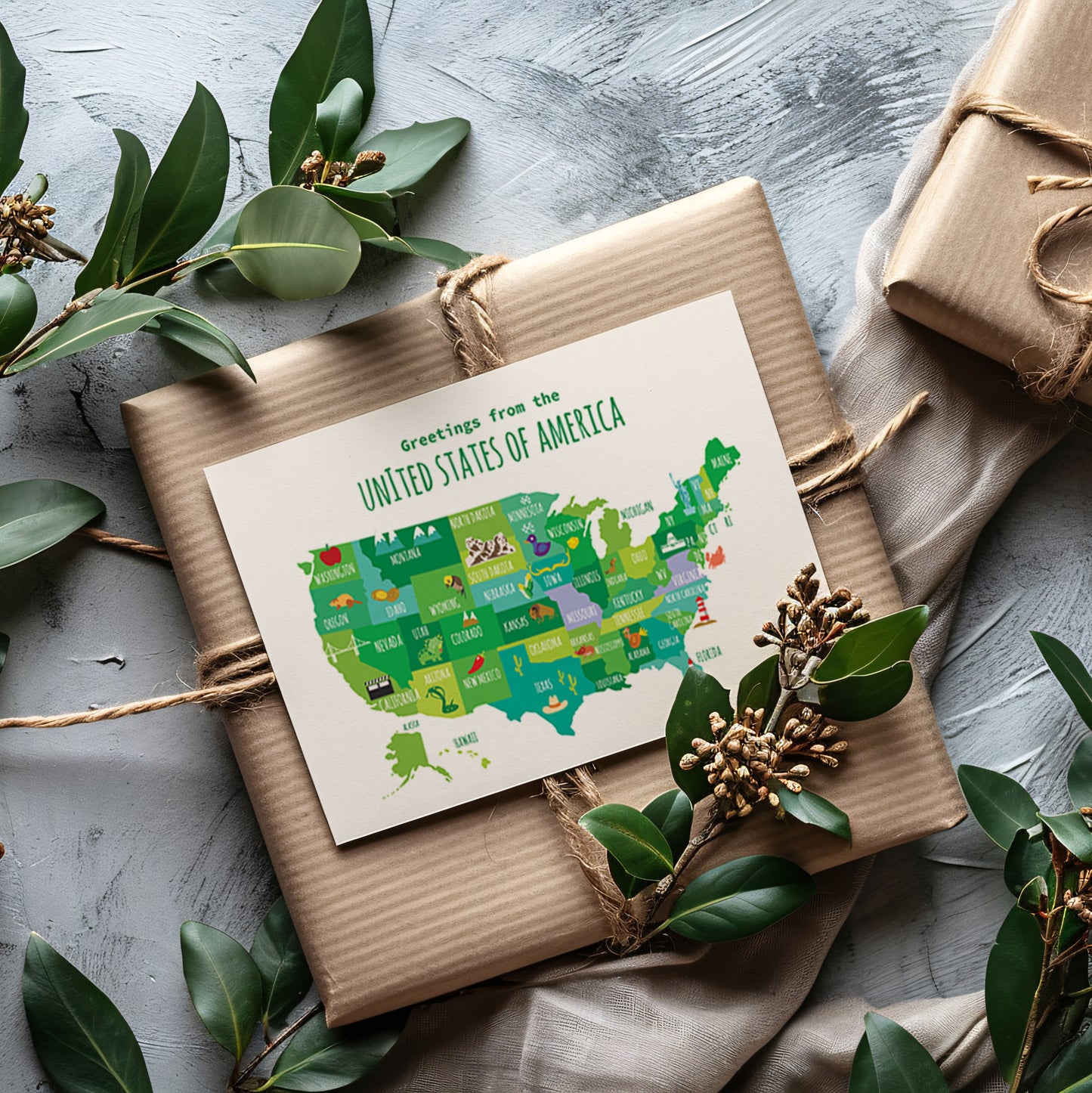 Greetings from the USA with Icons Art Print & Wall Art | Made in Canada - PhiloPerse