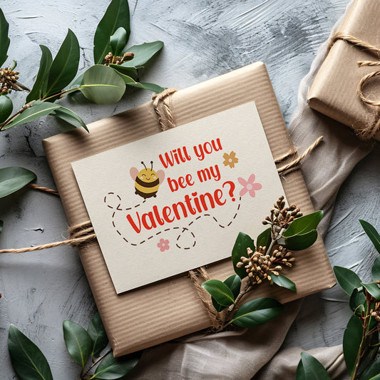Will You Bee My Valentine? Art Print & Card | Made in Canada - PhiloPerse