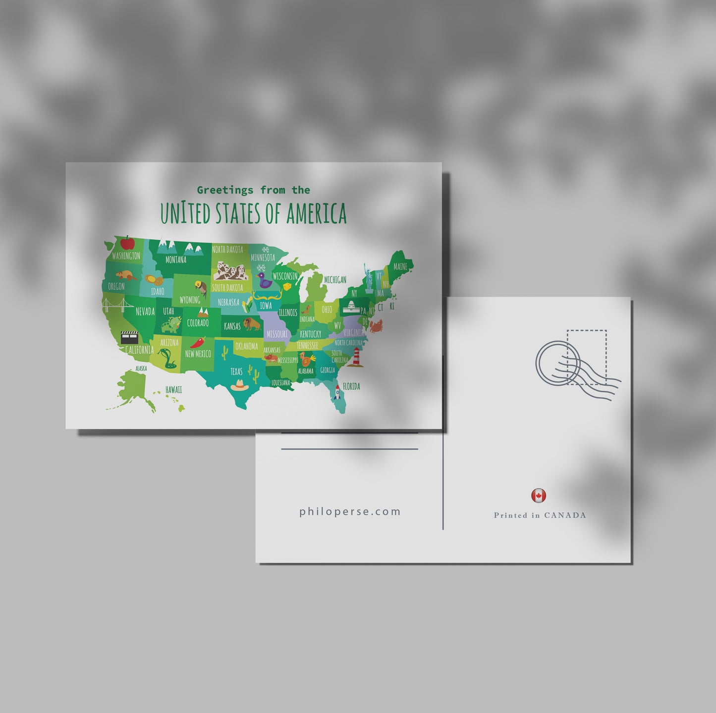Greetings from the USA with Icons Art Print & Wall Art | Made in Canada - PhiloPerse