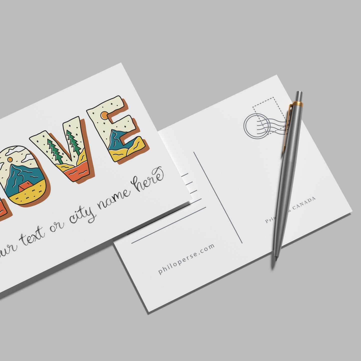 Custom Postcard – Personalized City Name or Text | Made in Canada - PhiloPerse