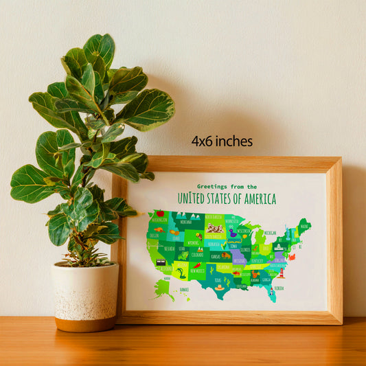 Greetings from the USA with Icons Art Print & Wall Art | Made in Canada - PhiloPerse