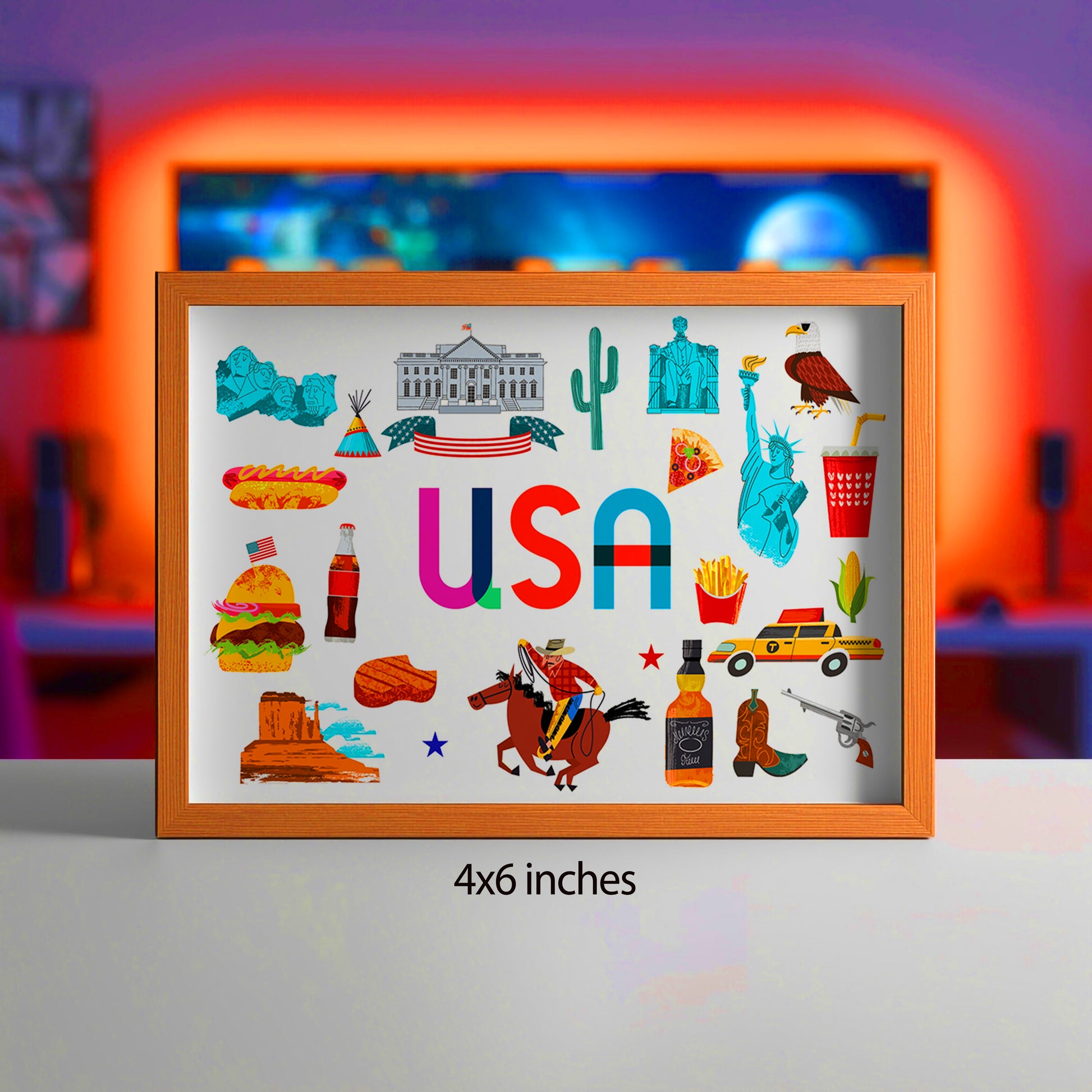 USA Illustrated Art Print & Wall Art | Made in Canada - PhiloPerse