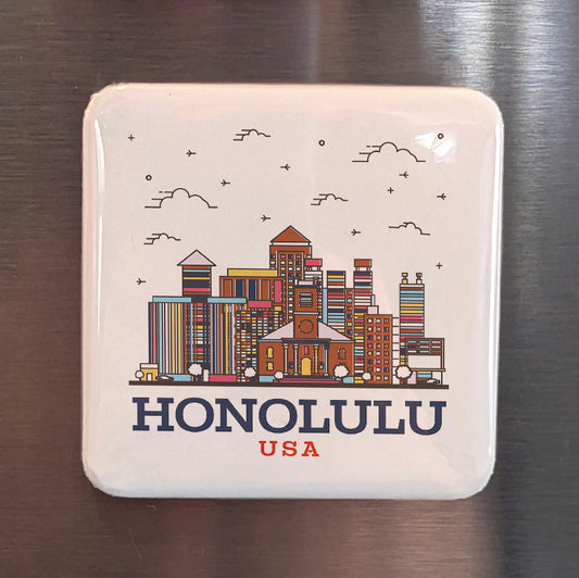 Honolulu Hawaii Magnet | City Skyline | 2x2 | Made in Canada - PhiloPerse