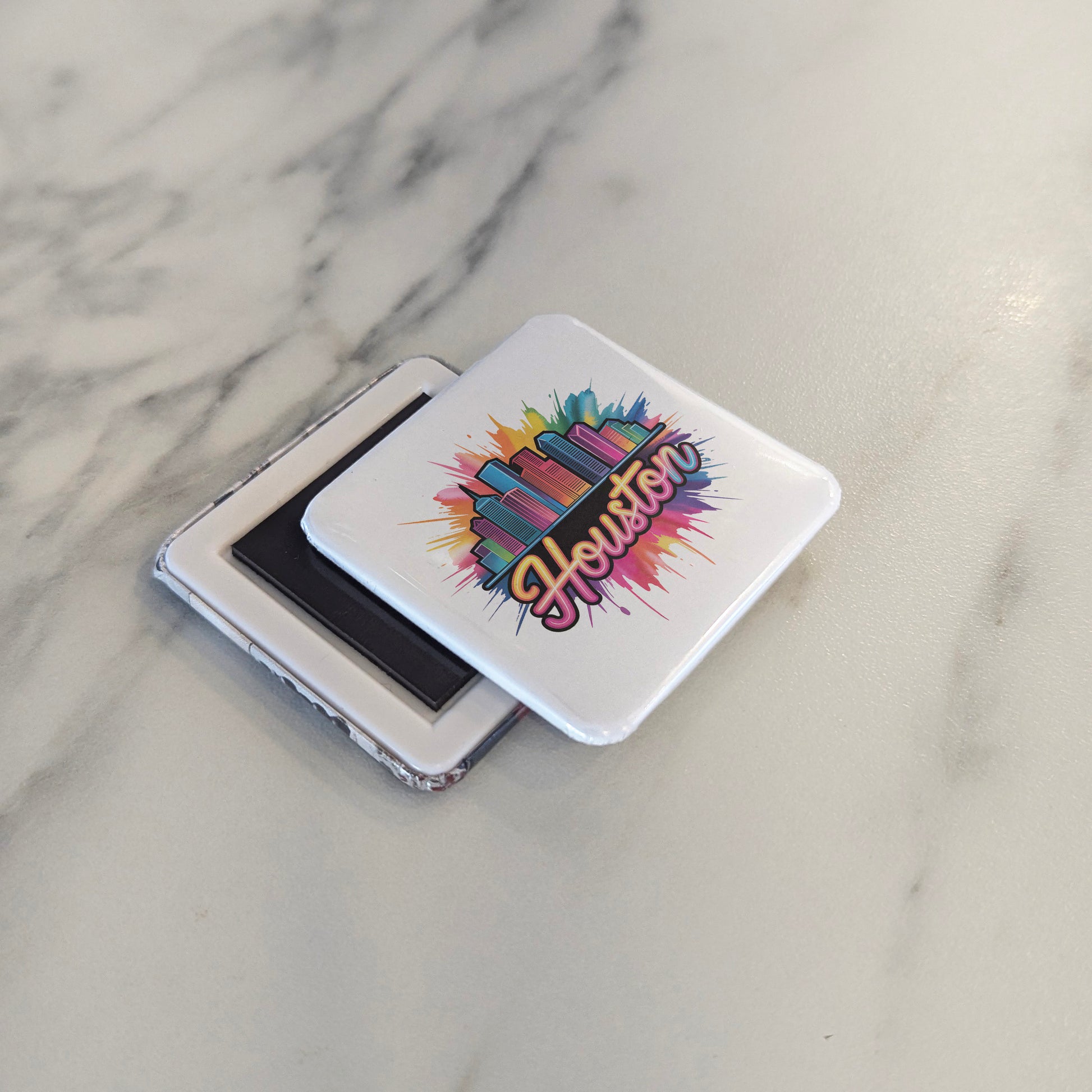 Houston Texas Magnet | Neon Skyline | 2×2 | Made in Canada - PhiloPerse