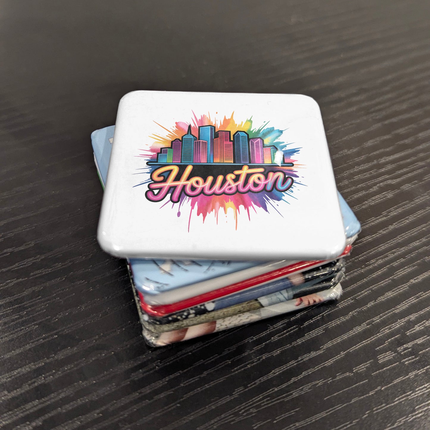 Houston Texas Magnet | Neon Skyline | 2×2 | Made in Canada - PhiloPerse