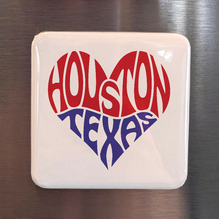 Houston Texas Magnet | Word Heart | 2×2 | Made in Canada - PhiloPerse