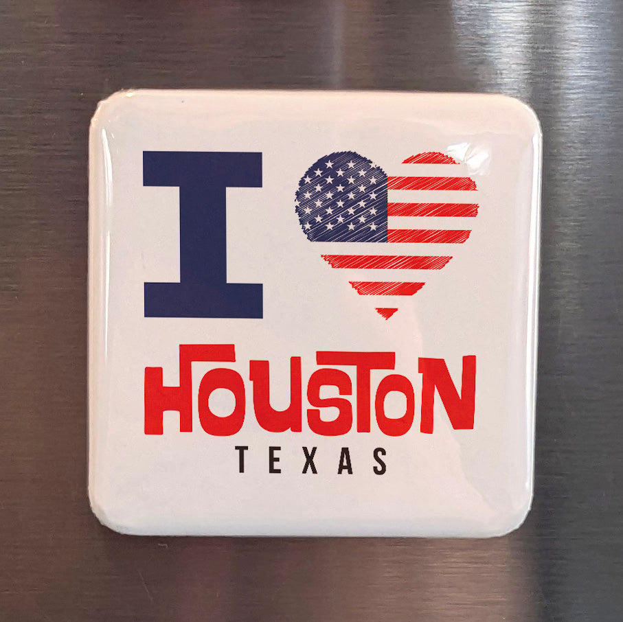 Houston Texas Magnet | I love Houston | 2×2 | Made in Canada - PhiloPerse