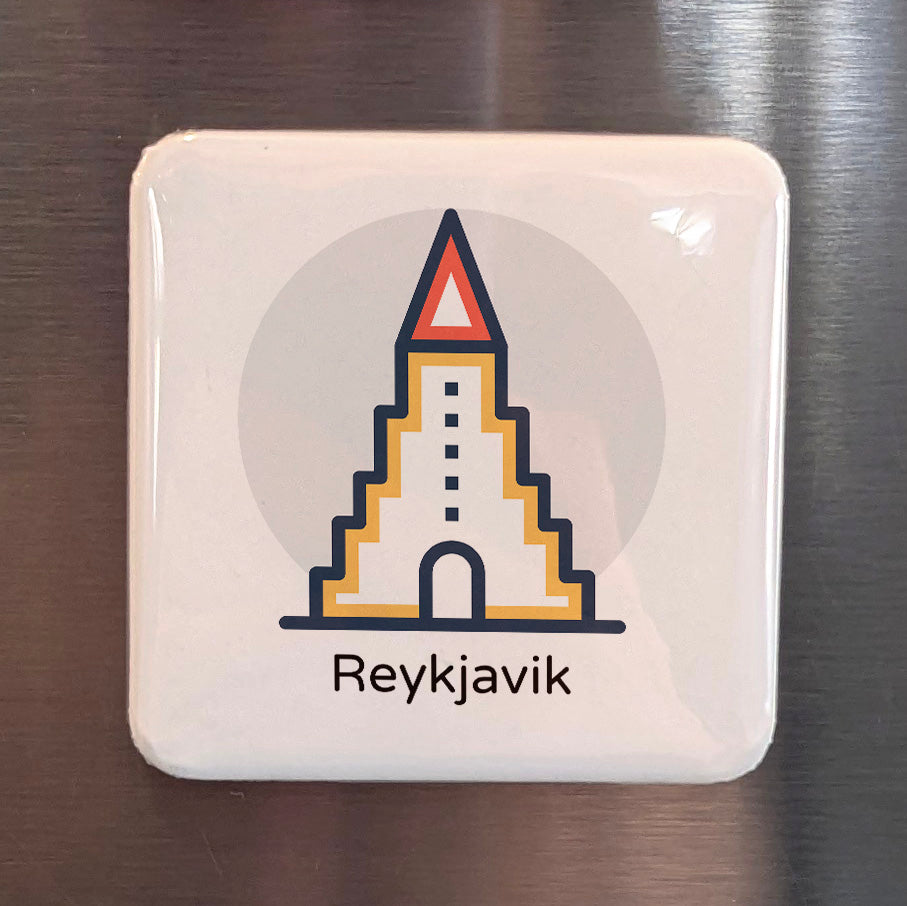 Reykjavik Iceland Magnet | Hallgrimskirkja Skyline of the Land of Fire and Ice | 2x2 | Made in Canada