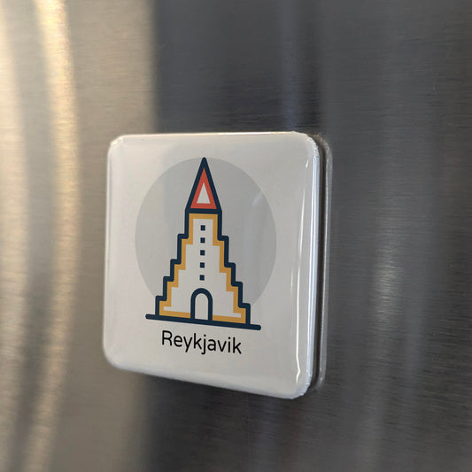 Reykjavik Iceland Magnet | Hallgrimskirkja Skyline of the Land of Fire and Ice | 2x2 | Made in Canada - PhiloPerse
