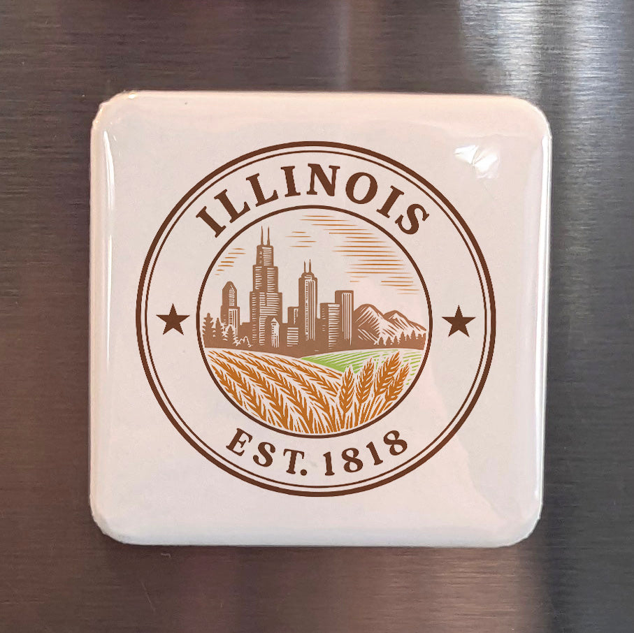 Illinois Magnet | The Prairie State | 2×2 | Made in Canada - PhiloPerse