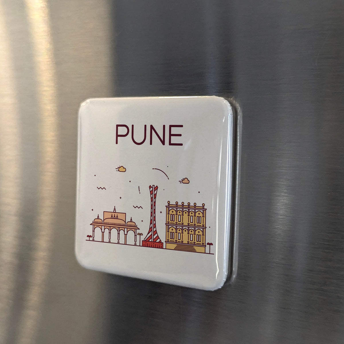 Pune India Asia Magnet | Oxford of the East on the Mutha River | 2x2 | Made in Canada