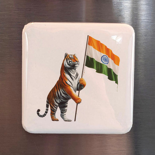 India Asia Magnet | Bengal Tiger of the Indian Subcontinent | 2x2 | Made in Canada - PhiloPerse
