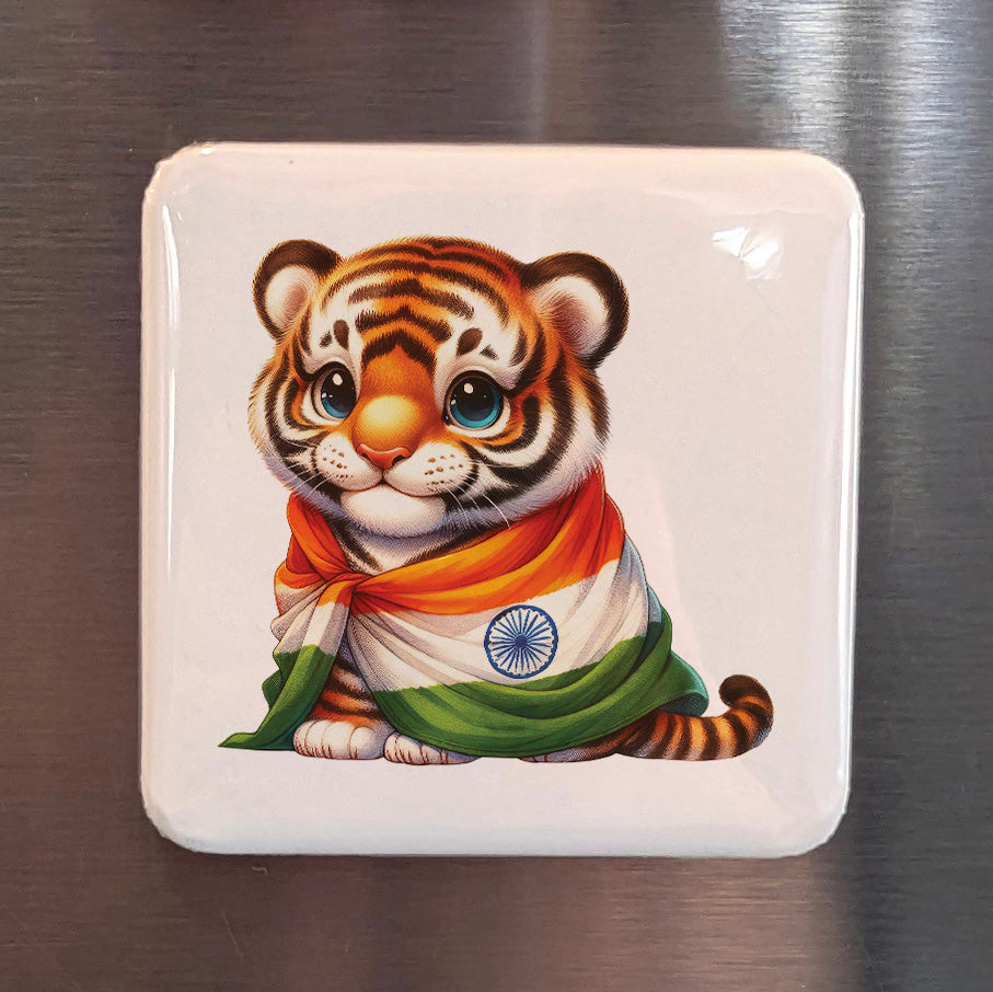 India Asia Magnet | Royal Bengal Tiger Symbol of Indian Wildlife | 2x2 | Made in Canada