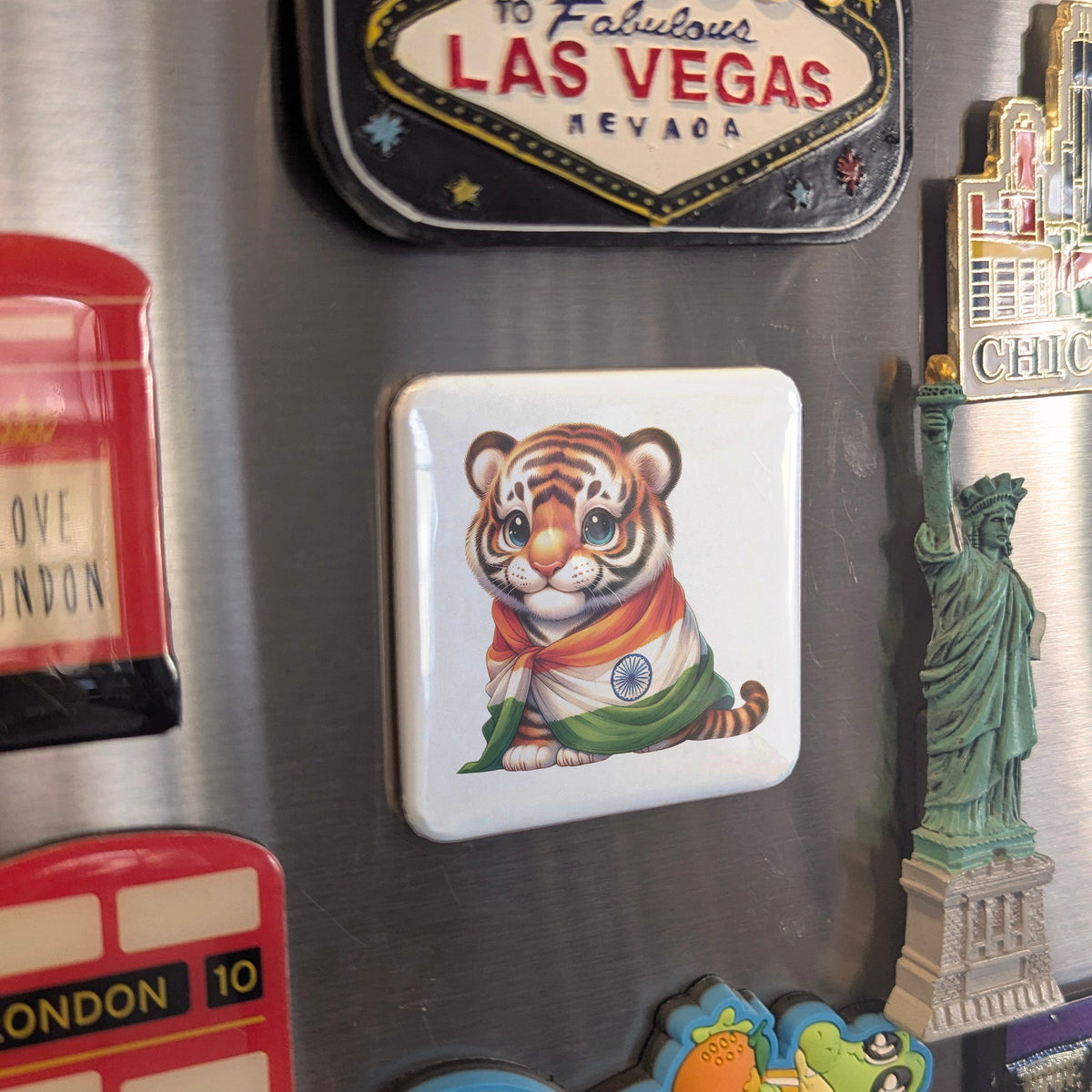 India Asia Magnet | Royal Bengal Tiger Symbol of Indian Wildlife | 2x2 | Made in Canada