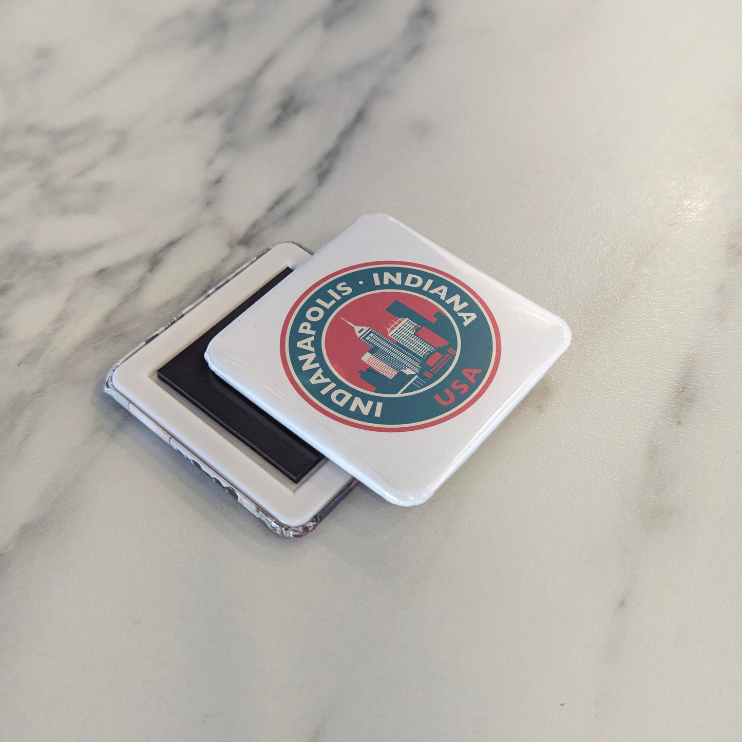 Indianapolis Indiana Magnet | Retro Badge | 2×2 | Made in Canada - PhiloPerse