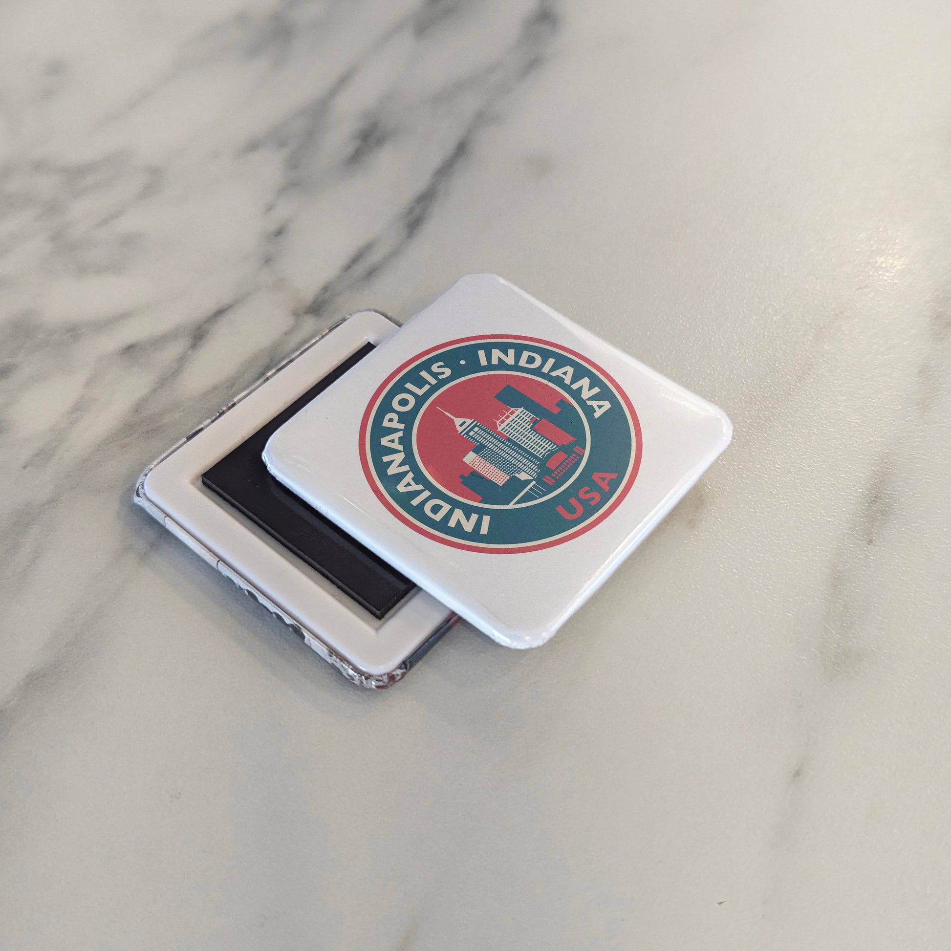 Indianapolis Indiana Magnet | Retro Badge | 2×2 | Made in Canada - PhiloPerse