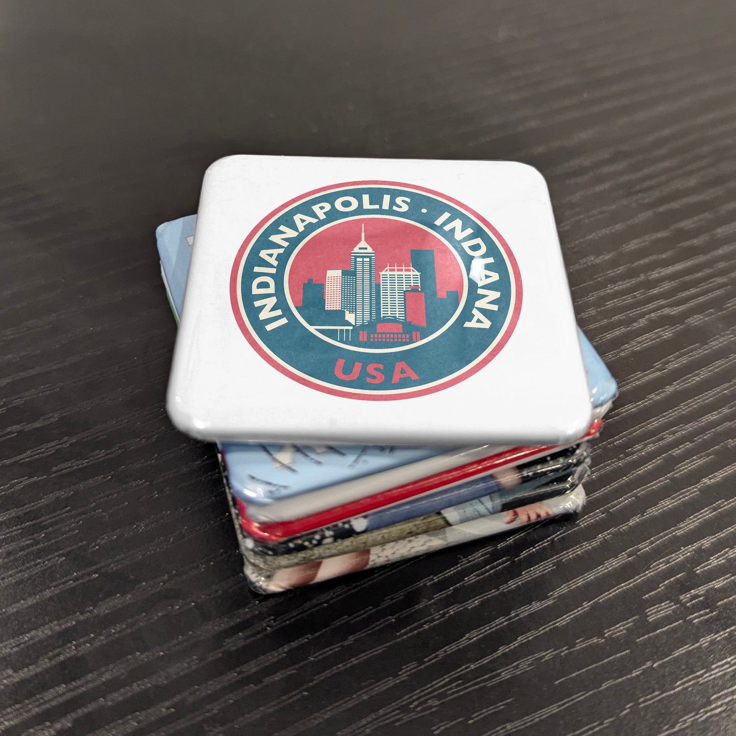 Indianapolis Indiana Magnet | Retro Badge | 2×2 | Made in Canada - PhiloPerse