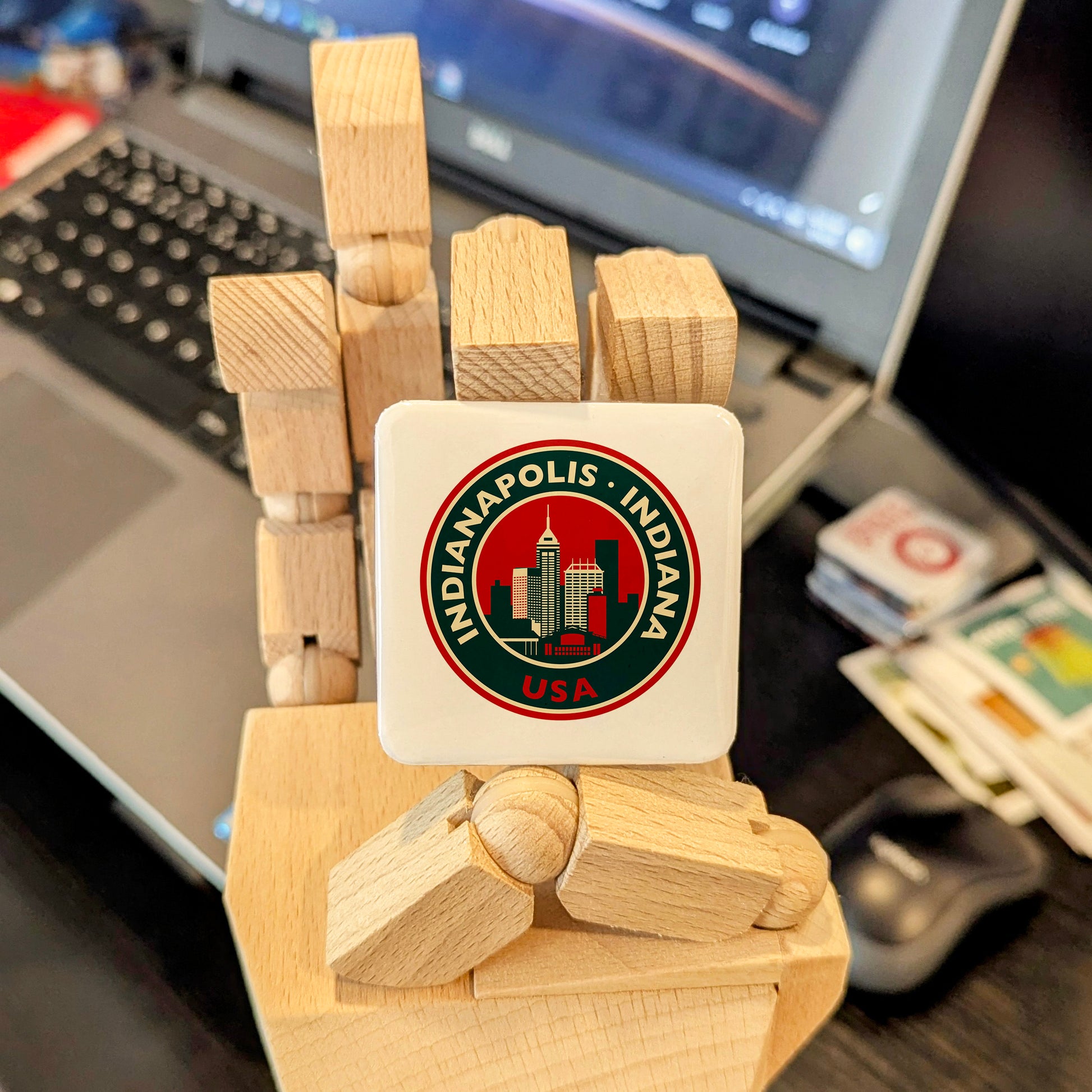 Indianapolis Indiana Magnet | Retro Badge | 2×2 | Made in Canada - PhiloPerse