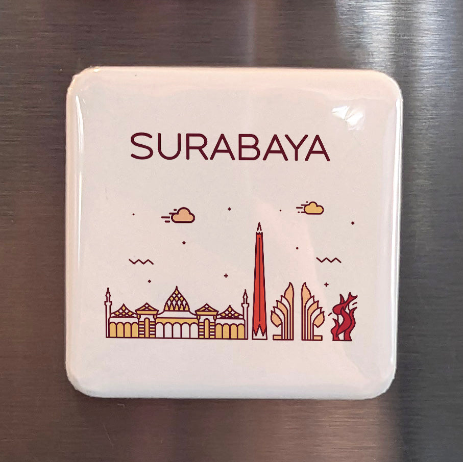 Surabaya Indonesia Asia Magnet | City of Heroes on the Mas River | 2x2 | Made in Canada