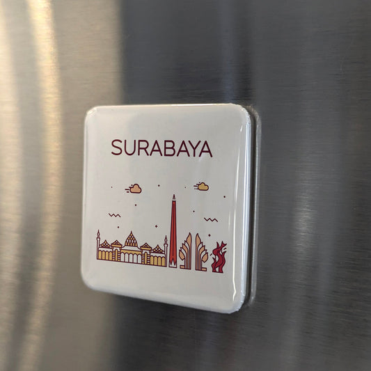 Surabaya Indonésie Asie Aimant | Ville des Héros sur la rivière Mas | 2x2 | Fabriqué au Canada
