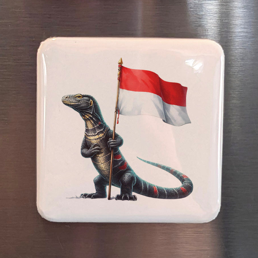 Indonesia Asia Magnet | Komodo Dragon Ancient Predator of the Lesser Sunda Islands | 2x2 | Made in Canada