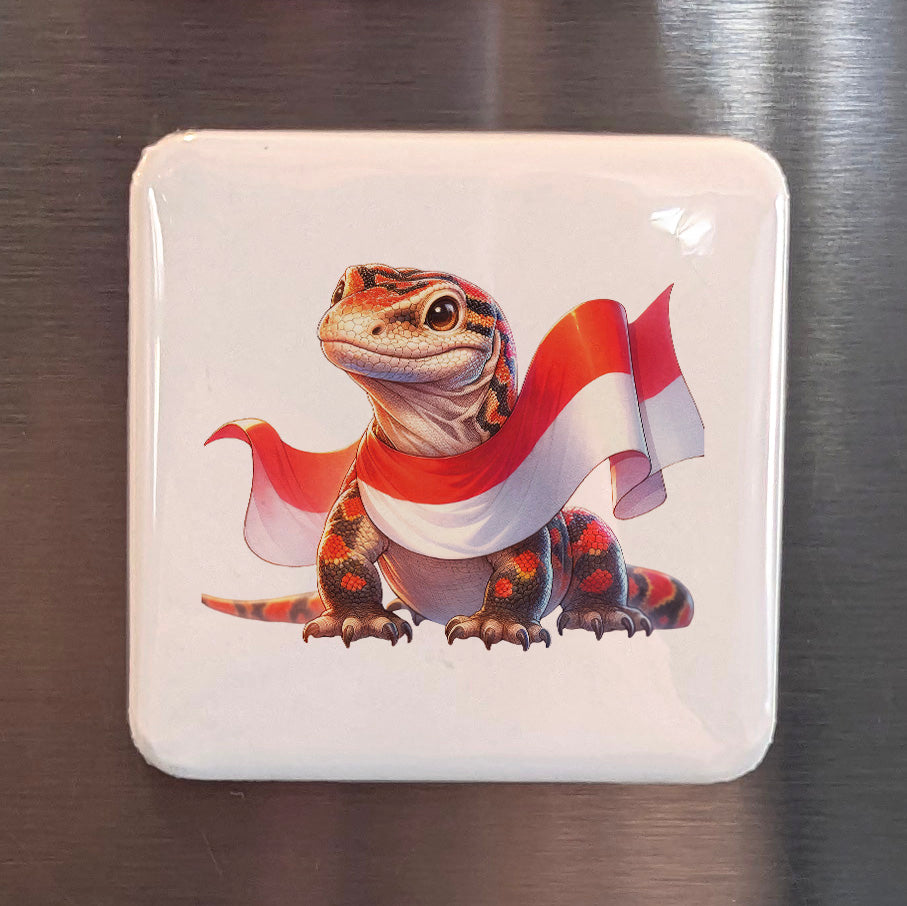 Indonesia Asia Magnet | Indonesian Flag and the Dragon of the Archipelago | 2x2 | Made in Canada