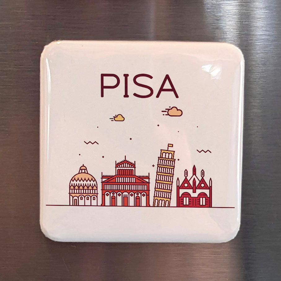 Pisa Italy Magnet | Leaning Tower and Maritime Republic on the Arno | 2x2 | Made in Canada