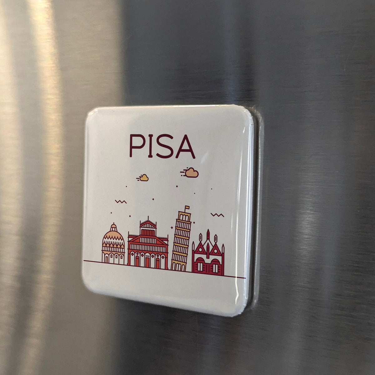 Pisa Italy Magnet | Leaning Tower and Maritime Republic on the Arno | 2x2 | Made in Canada